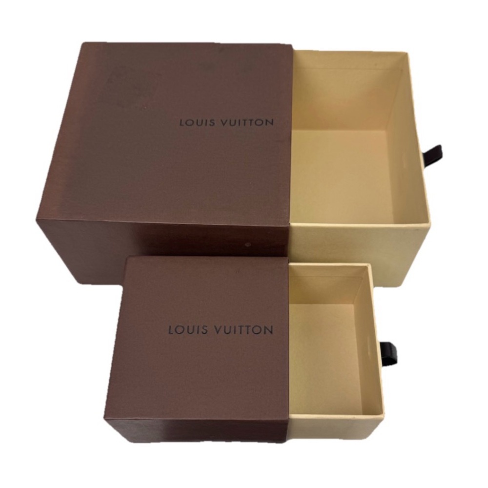 Lot Of 2 Louis Vuitton LV Brown Pull Out Drawer W/Leather Handle Gift Box Only